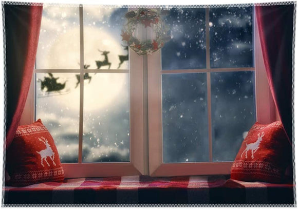 Allenjoy Window Curtain Moon Snow Santa Reindeer - DO NOT ADD TO CART, FOLLOW LINK